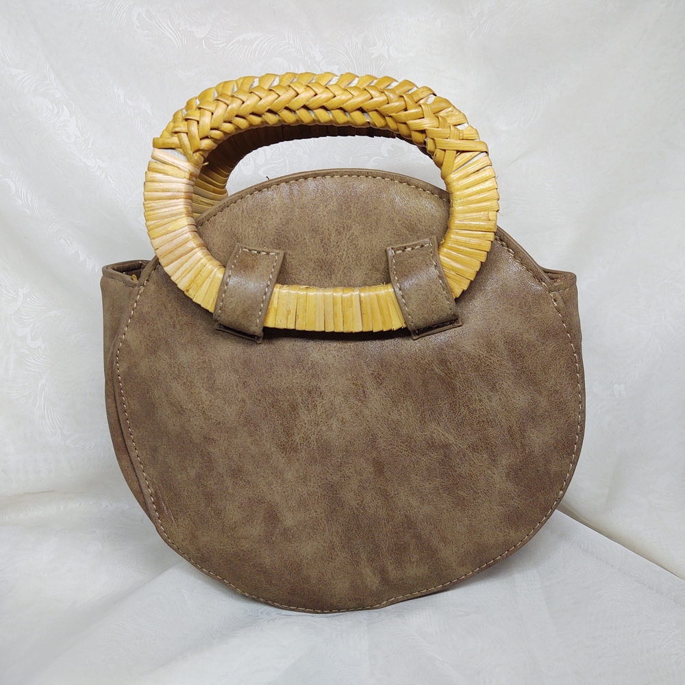 Wet Seal Tan Bag with Woven Handle